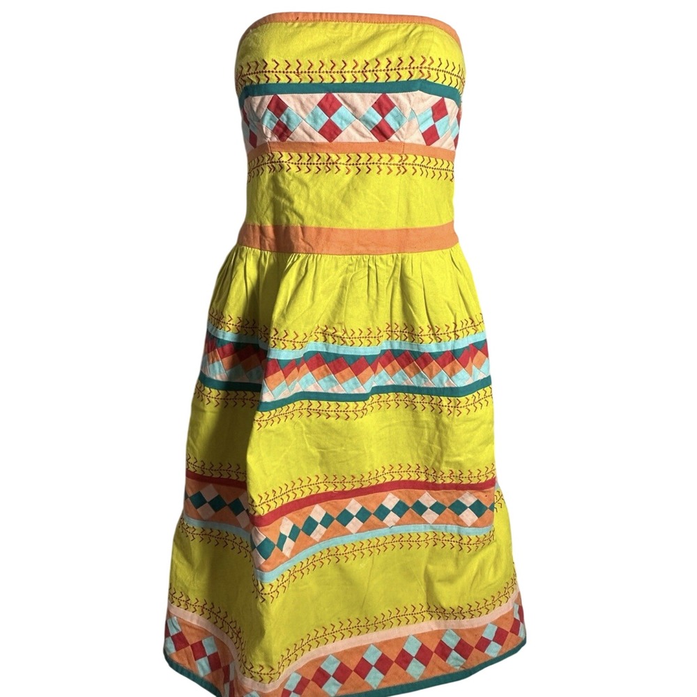 Anthropologie Leifsdottir Quilotoa Strapless Dress Pockets Smocked Size 4